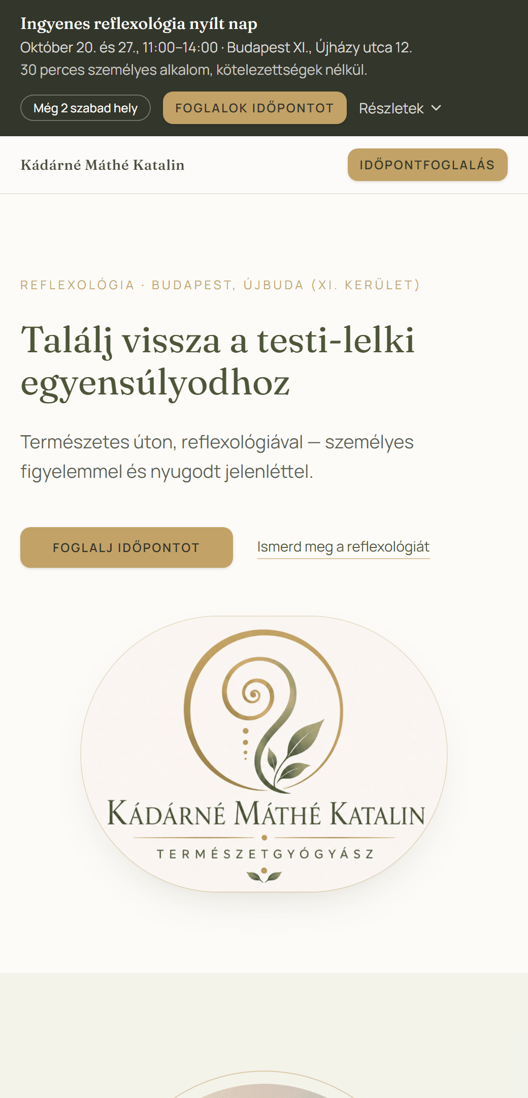 Újra természetes úton weboldala telefonon