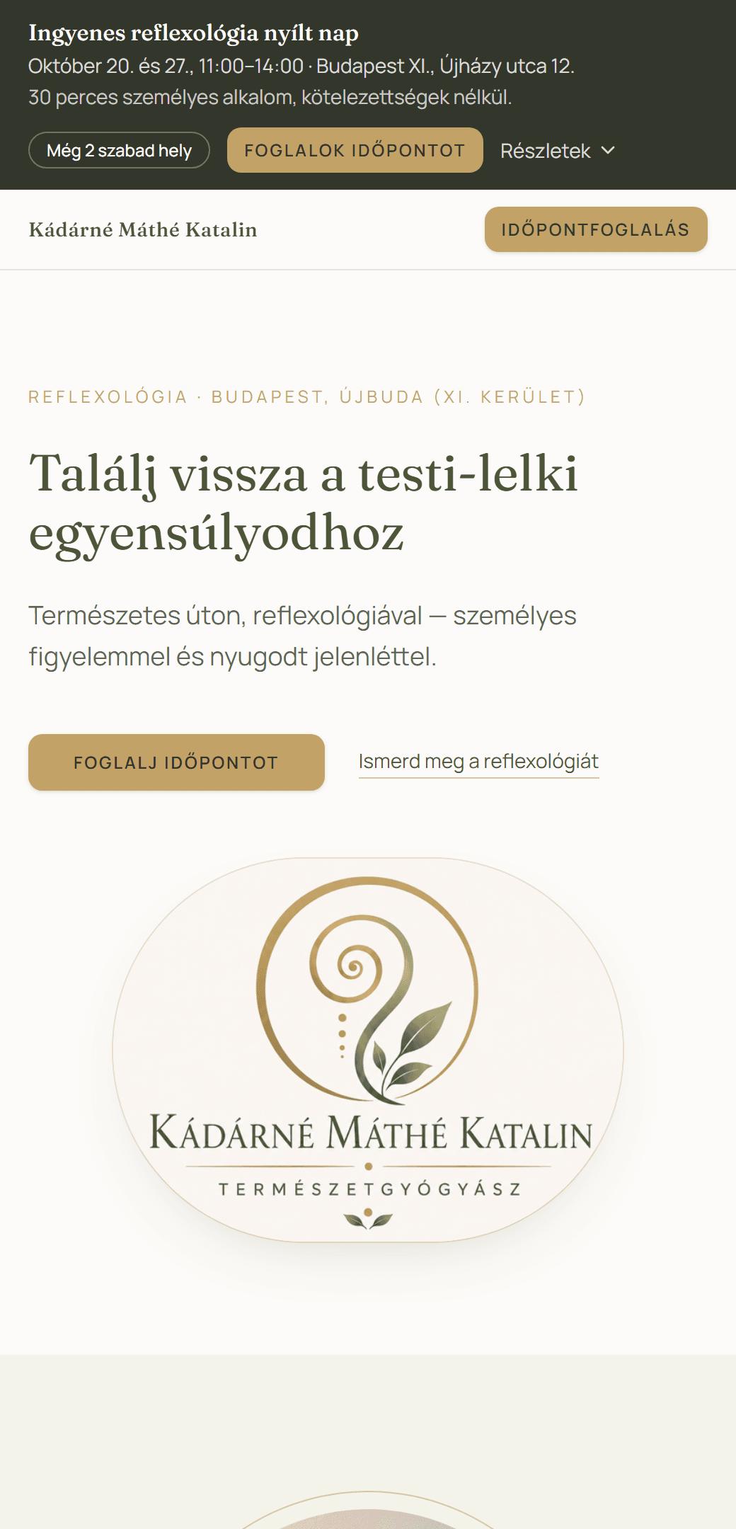 Újra természetes úton weboldala telefonon